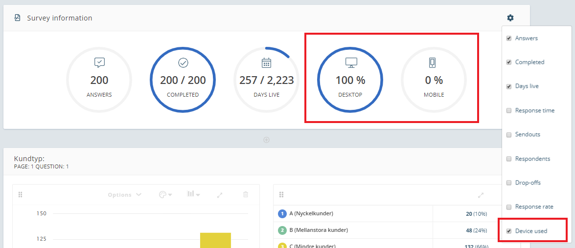 device used metric in new report