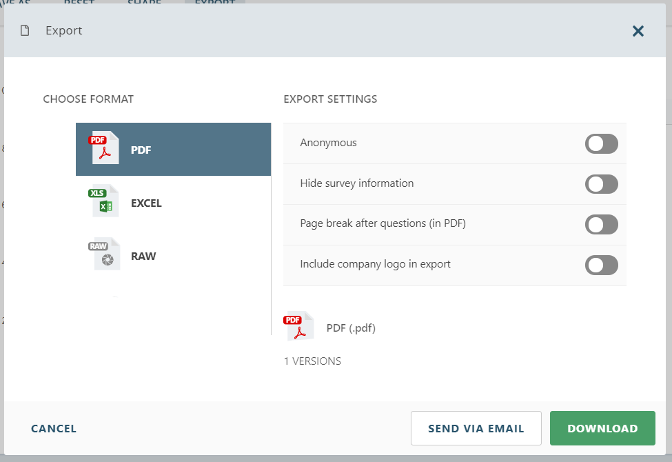 export as pdf and excel