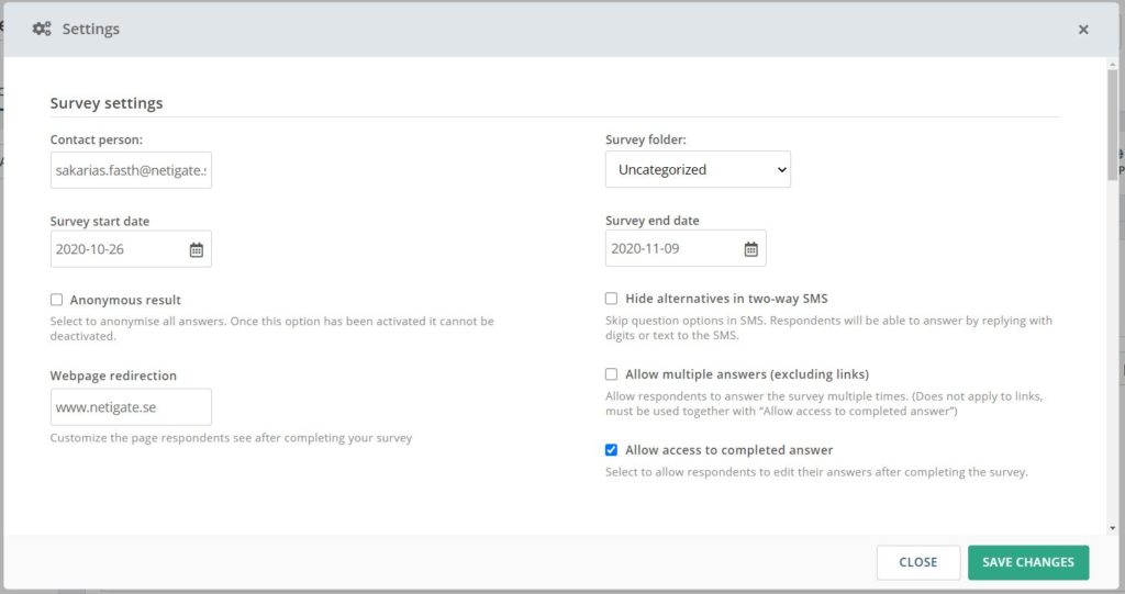 Survey Line Settings